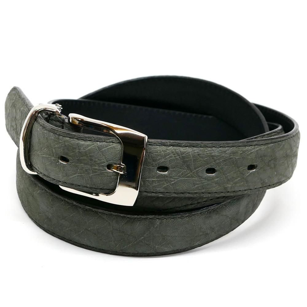 ベルト エレファントレザー 象 本革 牛革 メンズ レディース 3cm幅 グレー