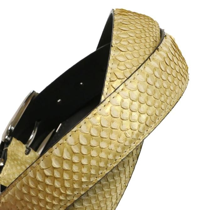 ベルト メンズ 本革 / 3.5cm幅 / パイソン 栃木レザー 牛革