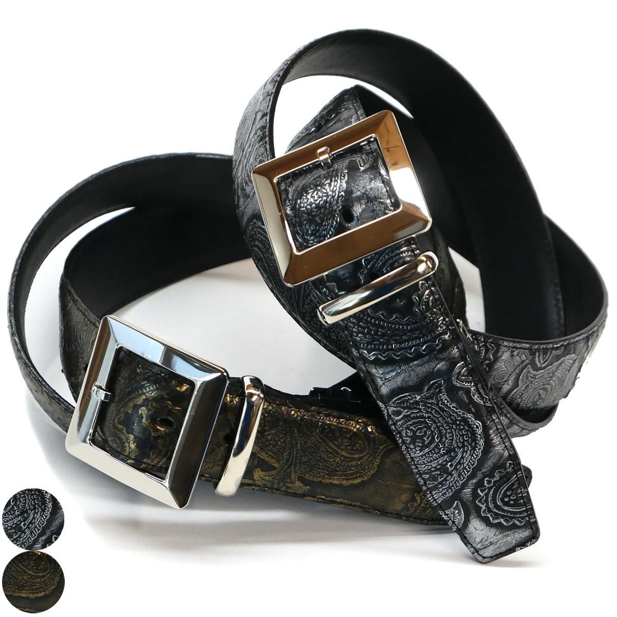 ベルト レザーベルト 4cm幅 スクエアー 四角 バックル パイソン革 ヘビ