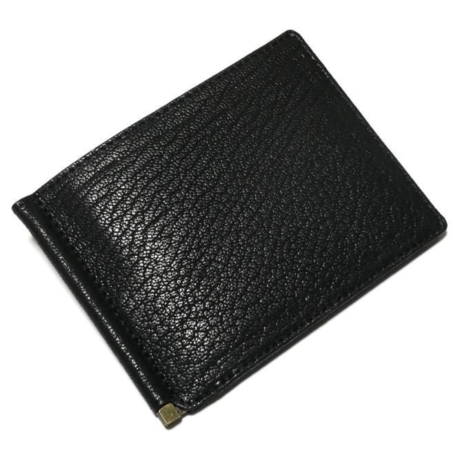 札ばさみ マネークリップ / 本革 山羊革 ゴートレザー / ピッケル ブラック