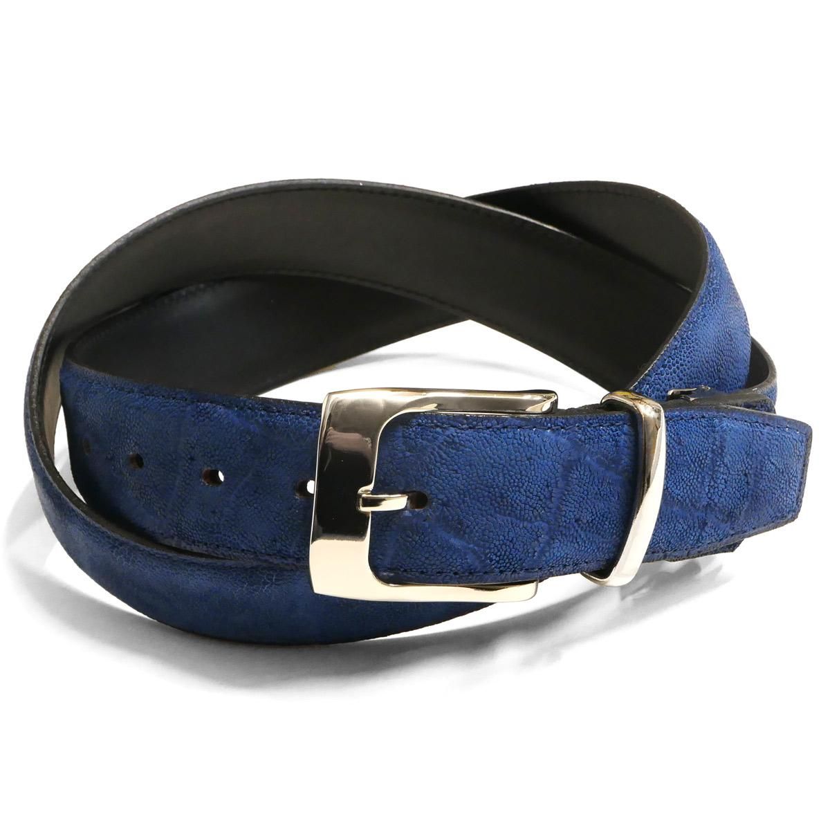 ベルト メンズ 本革 / 4cm幅 / エレファントレザー 牛革 / 藍染