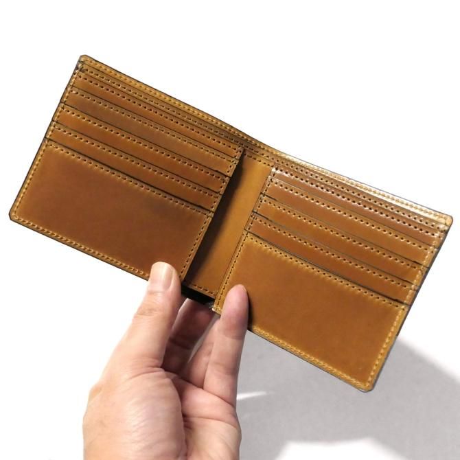 財布 二つ折り 薄い 小銭入れなし メンズ レディース コードバン 馬革