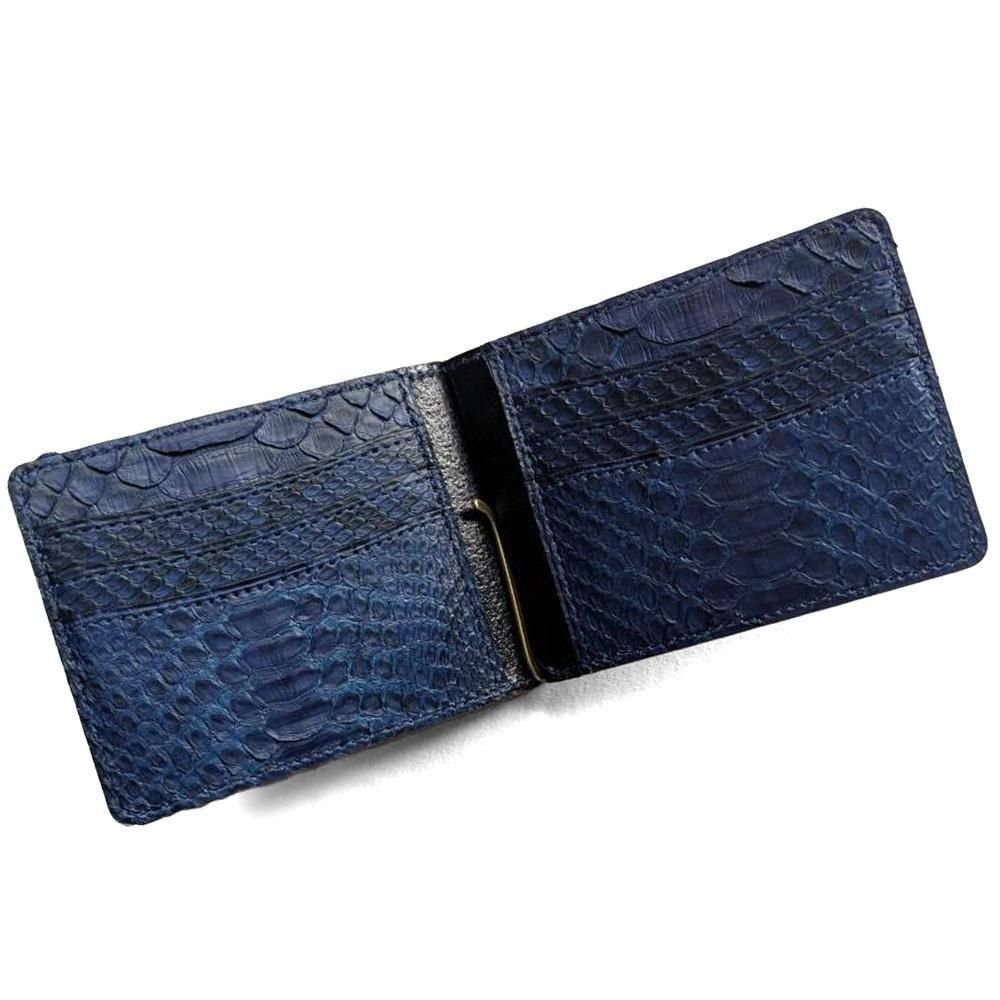 札ばさみ マネークリップ | 本革 パイソン 藍染 - パイソン財布 蛇革