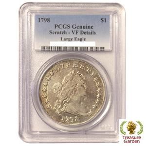 アメリカ 1798年 1ドル銀貨 ドレイプドバスト] 【PCGS鑑定 VF Details