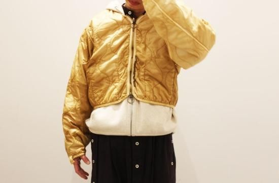 KAPITAL ナイロンキルティング ムラ染 ライニングクロップドボレロ