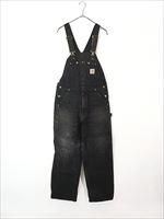 古着 USA製 Carhartt ブラック ダック Wニー ワーク オーバーオール