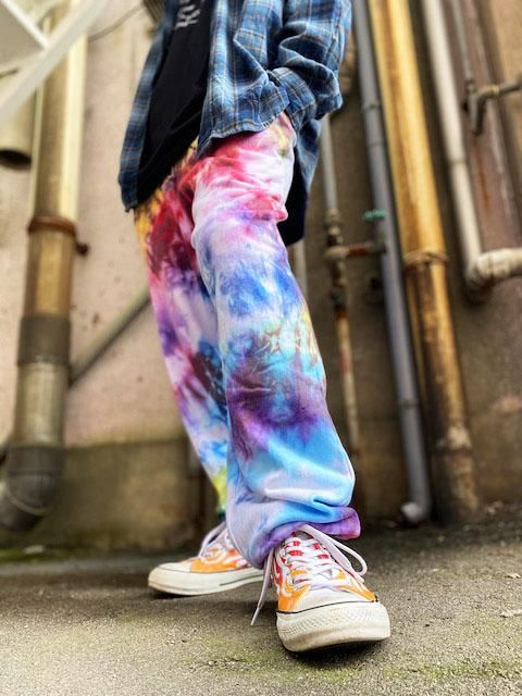 タイダイ染め スウェットパンツ XLサイズ カラフル ムラ染め