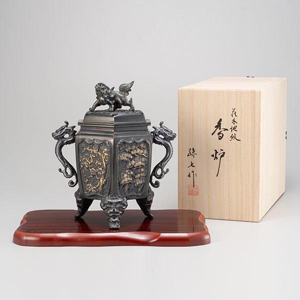 金差し 菱形花木地紋香炉 ー三宝堂オンラインショップ