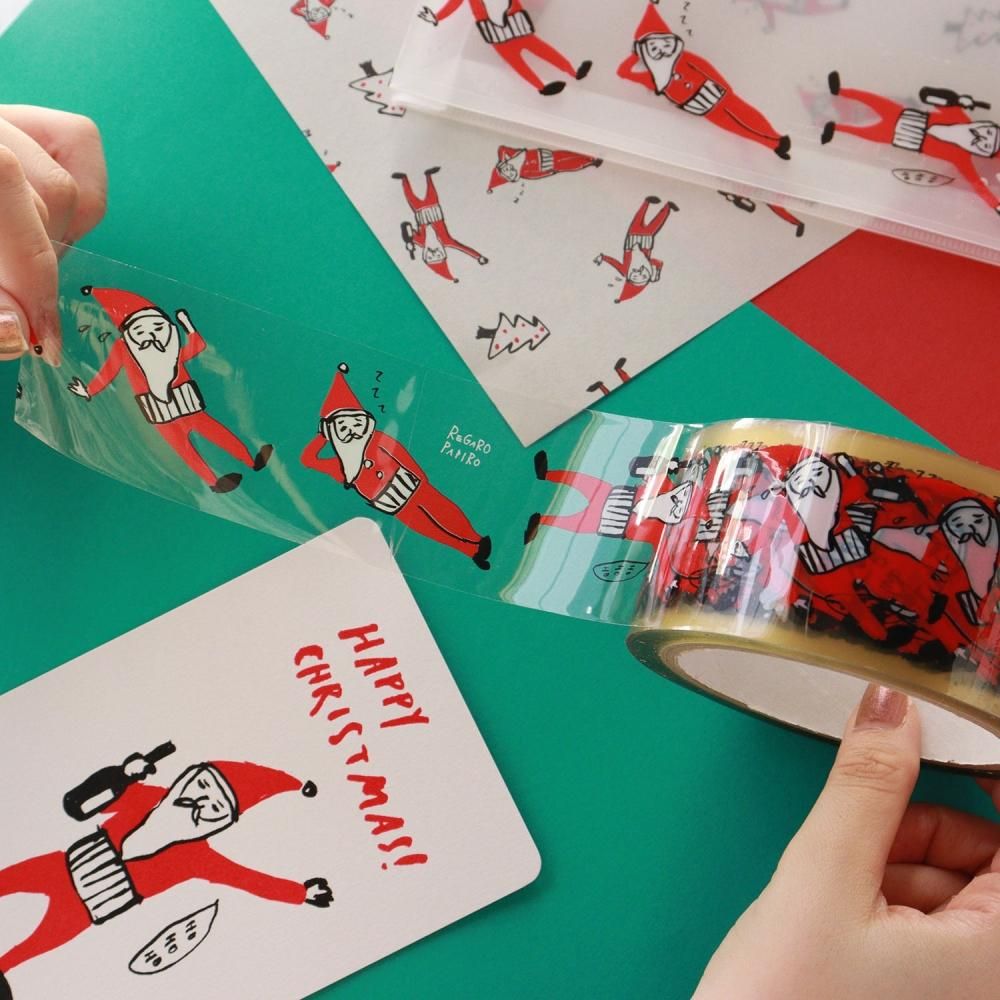 おじサンタ柄 OPPテープ40m - おしゃれな海外包装紙、かわいい