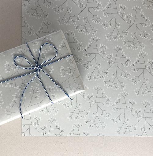 大判オーダー】グレーかすみ草柄包装紙/ラッピングペーパー 500枚
