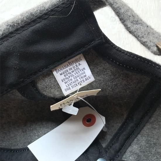 BANANA REPUBLIC】 Early 90s DEADSTOCK WOOL LEATHER CAP 