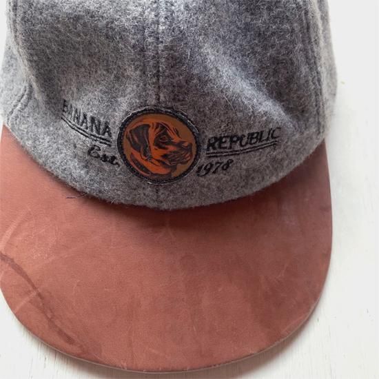 BANANA REPUBLIC】 Early 90s DEADSTOCK WOOL LEATHER CAP 