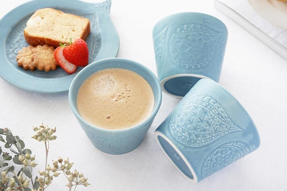 マ38 ブルーグレー 鳥カップ - 益子焼の小さな窯元「よしざわ窯