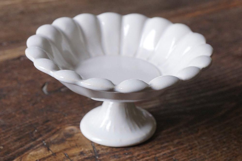 チ22 月白 脚付きデザートカップ マーガレット - 益子焼の小さな窯元