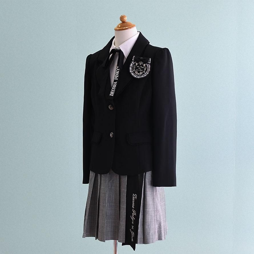 女の子スーツレンタル（FG0098）160 黒・グレー/格子 DECORA PINKY'S