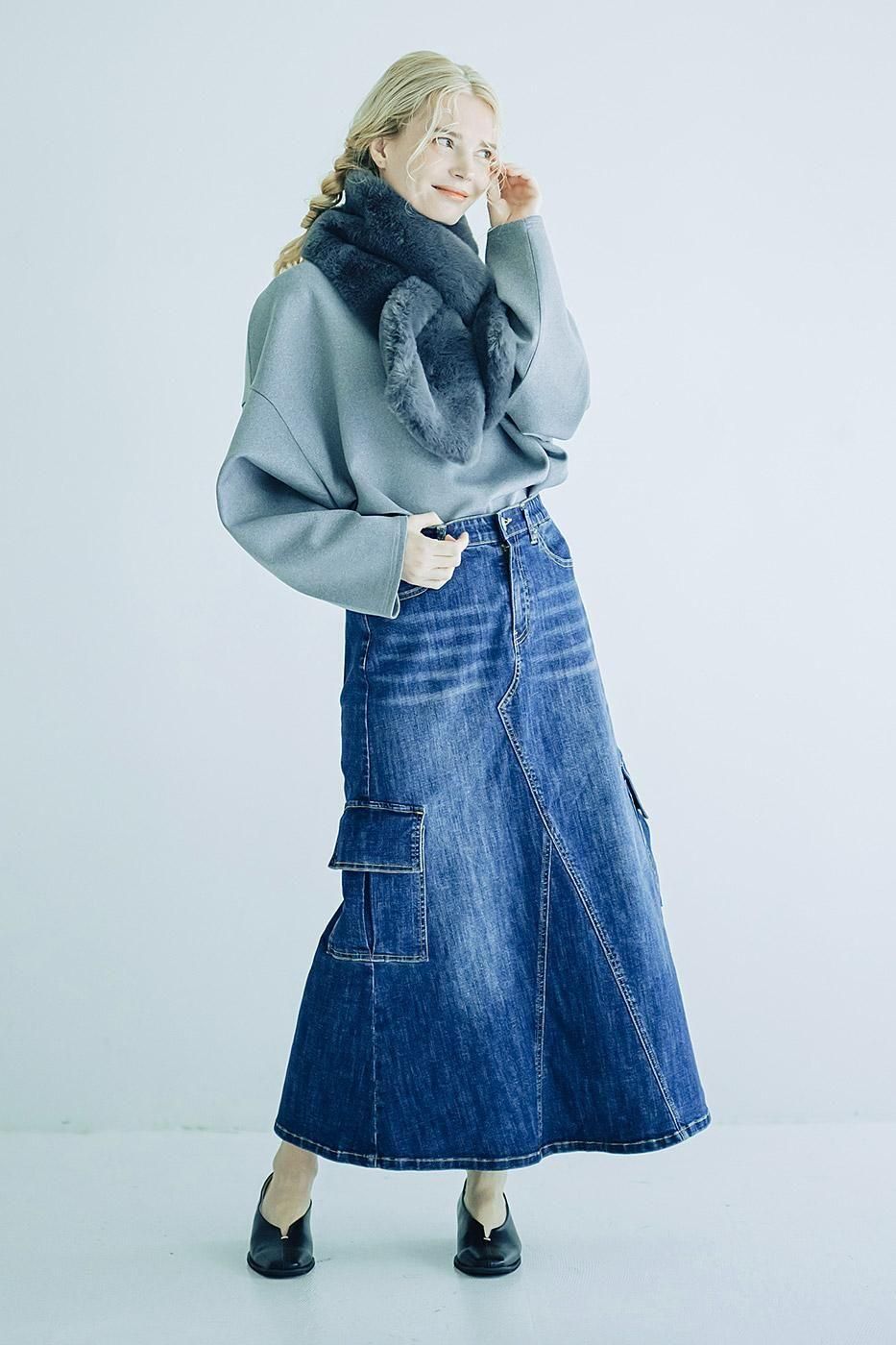 INDIMARK フリンジスカート | ベーシックブルー - インディマーク