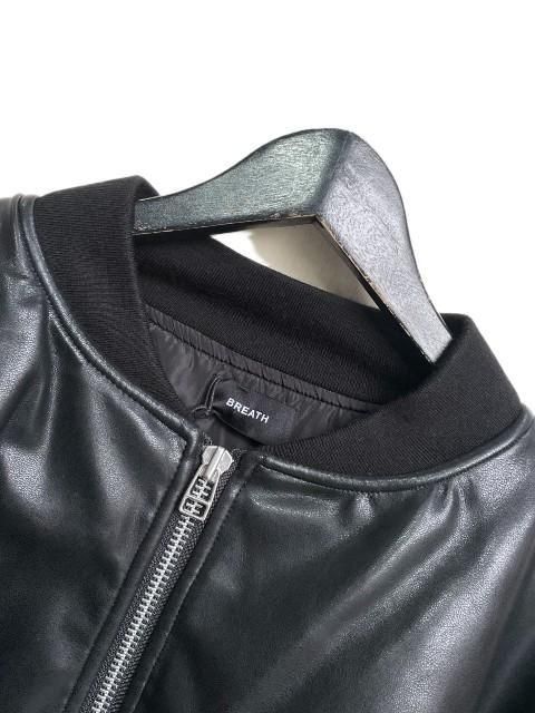 BREATHブレス FAUX LEATHER BOMBER JACKET/ black- 夜型大型セレクト