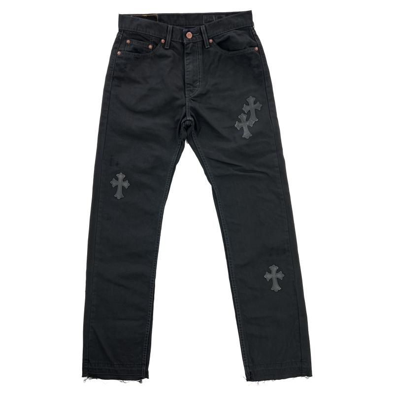 ADVANCE / LEVI'S 505 × CROSS LEATHER DENIM PANTS - GANGSTA MARKET