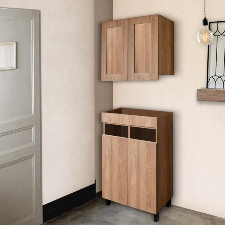 美容室用 シャンプーキャビネット 『チェスナット』 ワイド 上下セット