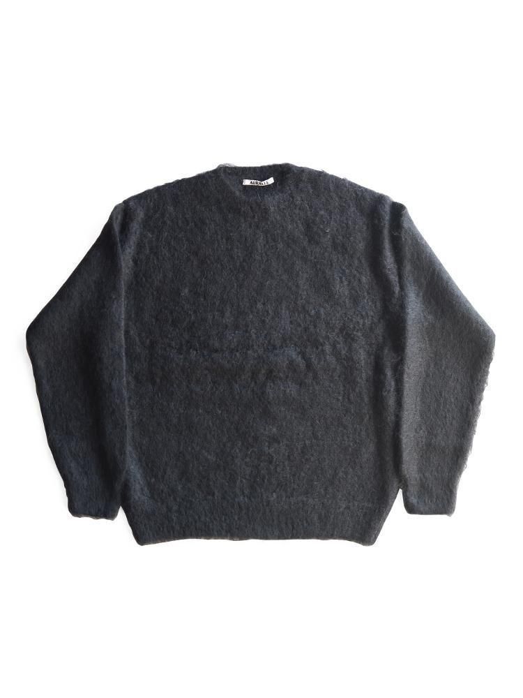 AURALEE women's / BRUSHED SUPER KID MOHAIR KNIT P/O (INK BLACK