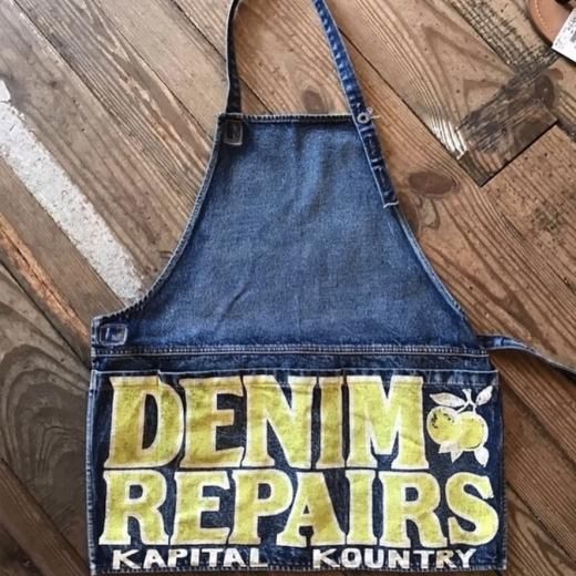 KAPITAL]13ozデニムダメージドアドエプロン（DENIM REPAIRSpt） - TAKE