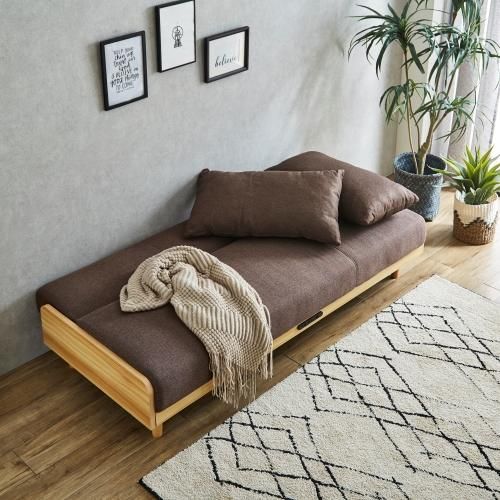 バフィン ファブリック×木フレーム ソファーベッド 2口コンセント USB