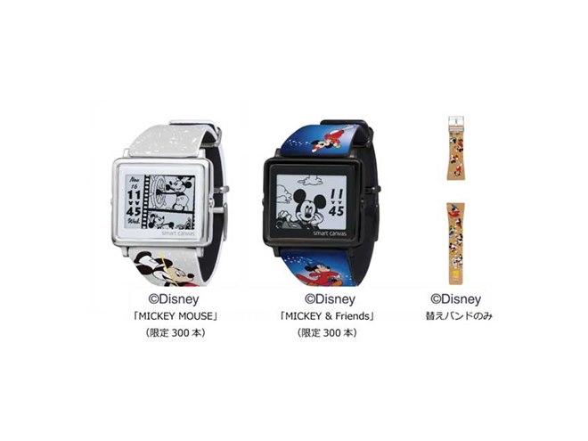電子ペーパー腕時計「Smart Canvas」にディズニー「ミッキー90周年
