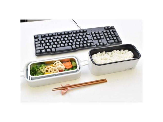 最短15分でお米炊きあげ＋おかず調理、サンコーの2段式「弁当箱炊飯器