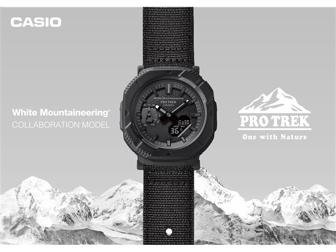 カシオ、White Mountaineeringとコラボしたオールブラックの「PRO TREK