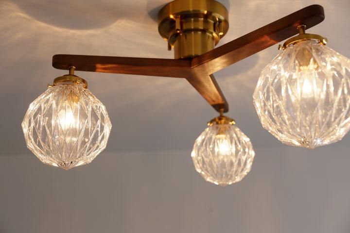 3灯シーリングライト ガラス LED Marion クリア｜デザイン照明のCROIX