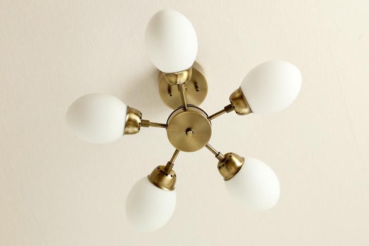 5灯シーリングライト 照明 レトロ Cherry ゴールド｜デザイン照明のCROIX