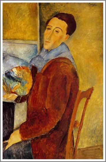 モディリアーニ【自画像】 - 手描き 絵画（油絵複製画）販売のアート名画館