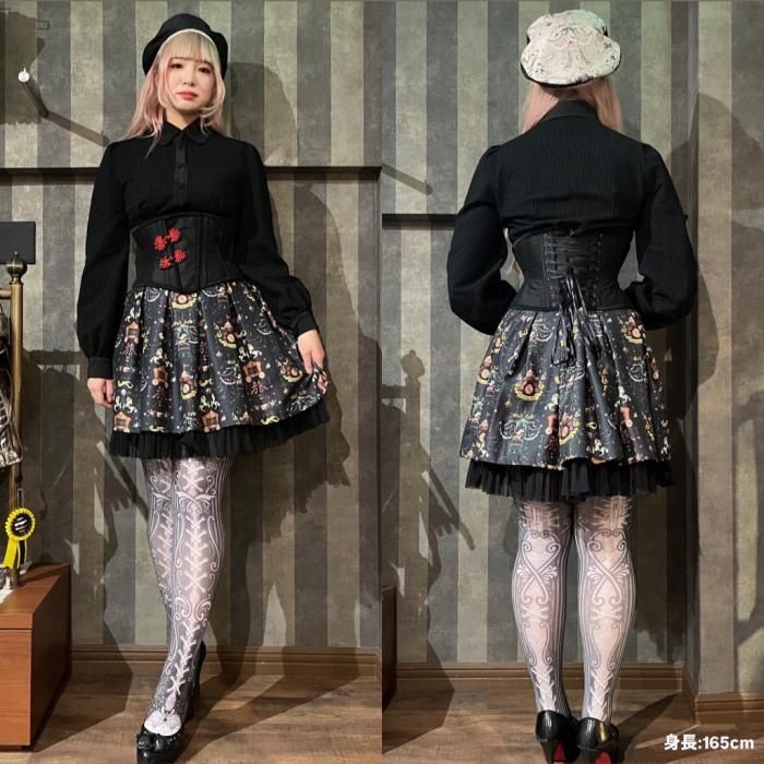 corset tights STRIPE LACE -Monochrome- - 【公式】abilletage アビエ