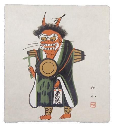 耳付和紙色紙 『鬼の寒念仏』 A - 大津絵の店 Online Shop