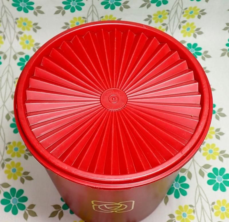 オールドタッパーウェア デコレーター（ワインレッド・薔薇花柄