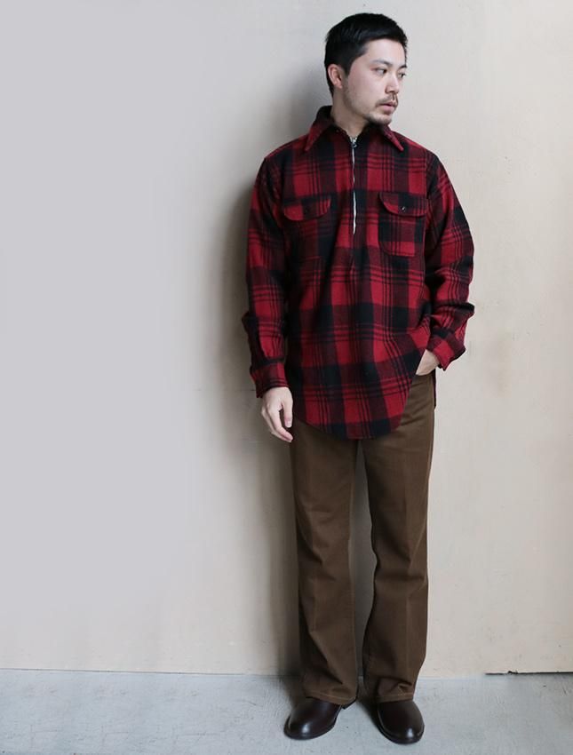 40s IDEAL PULLOVER ZIP UP WOOL SHIRT - MATIN, VINTAGE OUTFITTERS