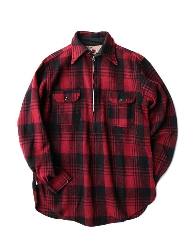 40s IDEAL PULLOVER ZIP UP WOOL SHIRT - MATIN, VINTAGE OUTFITTERS