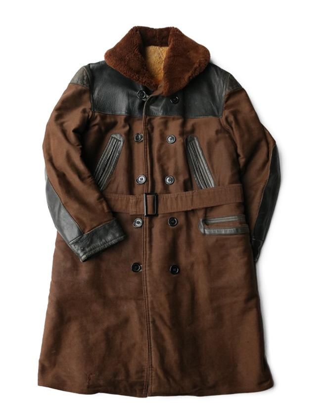 1930s MONTGOMERY WARD MOLE SKIN×HORSE HIDE ENGINEER COAT SIZE ML