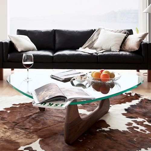 イサム・ノグチ/コーヒーテーブル19mm強化ガラス×ウォールナット無垢材