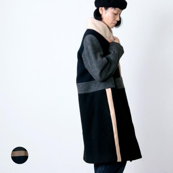 blanc basque (ブランバスク) ソフトメルトンカラーブロックコート