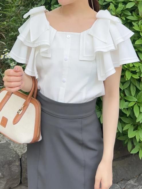 snidel （スナイデル）スクエアスリーブブラウス 25春夏.【SWFB252092