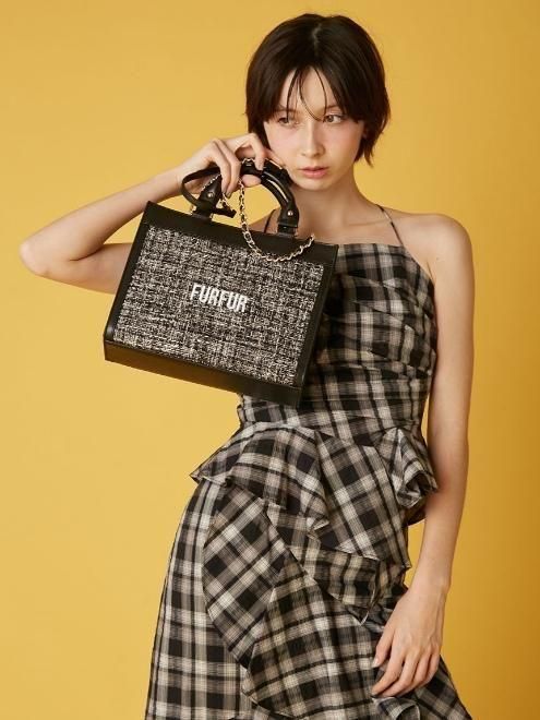 FURFUR (ファーファー) (Lsize) ツイードロゴトートバッグ 26春夏