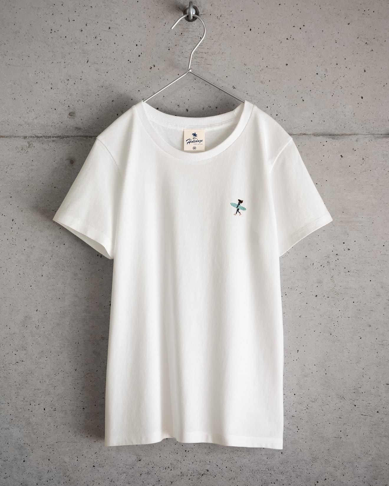 TINY SURFER 手刺繍 サーファーワンポイント - レディースサーフT