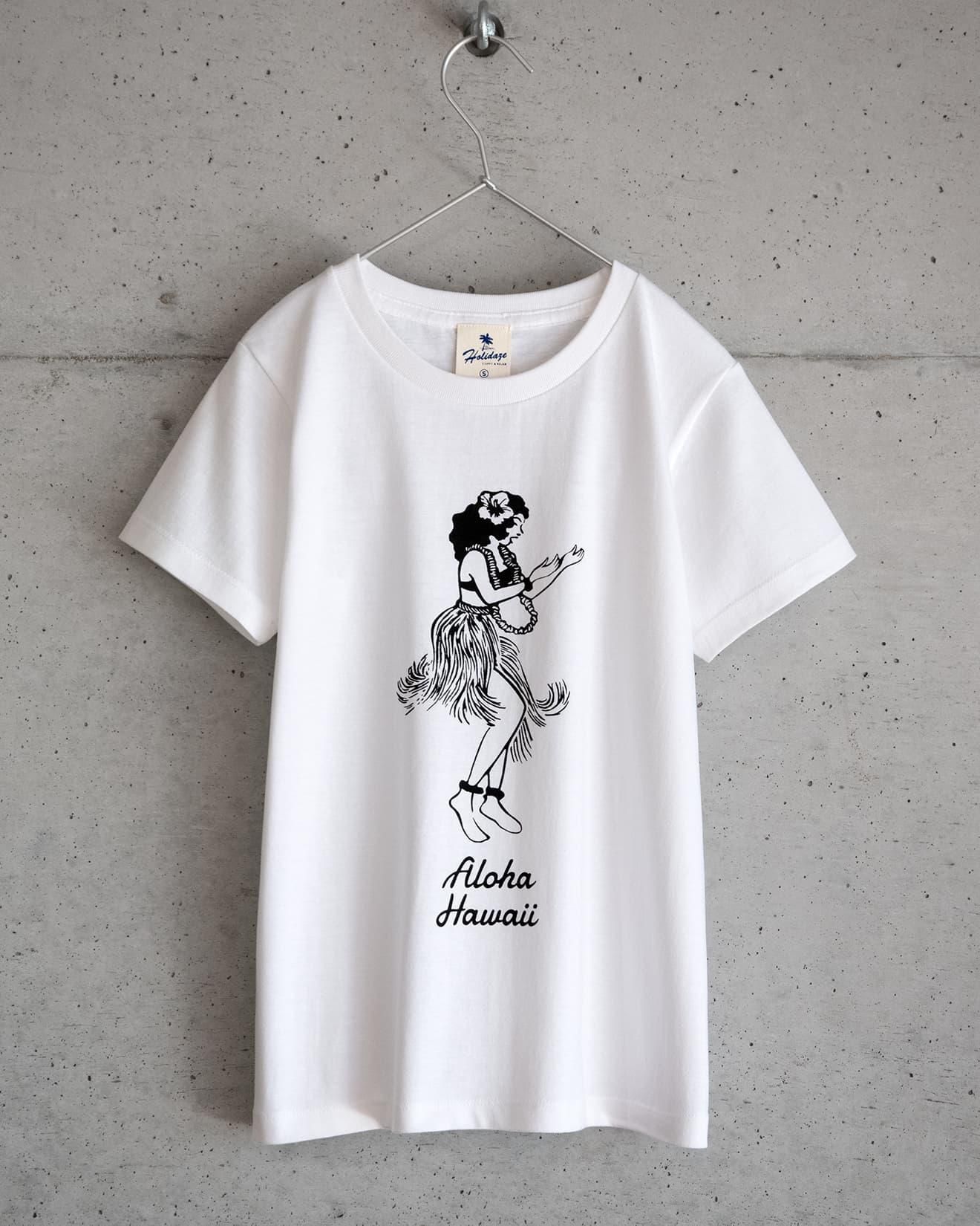 HULA GIRL - レディース フラガール柄Tシャツ ホワイト - HOLIDAZE