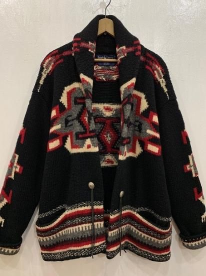 80sラルフローレン ネイティブ柄ガウン”ブラックベース” 超極上