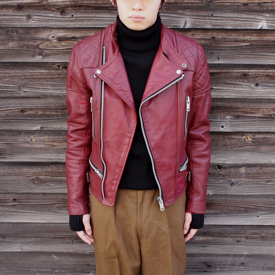 ウルフレザー ライダース ロンジャン 赤 ワイン レッド バーガンディ