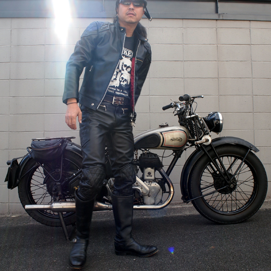 シングル ライダース ロンジャン モーターサイクル パット パテッド