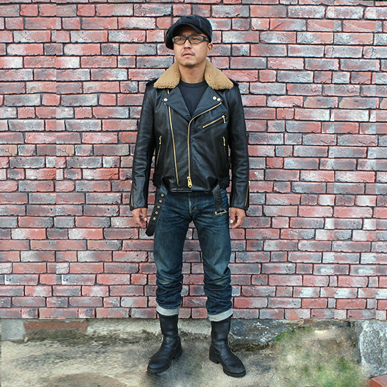 BARKBOX Original 英国産 ムートン 襟 ライダース ロンジャン ステア