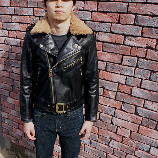 BARKBOX Original 英国産 ムートン 襟 ライダース ロンジャン ステア