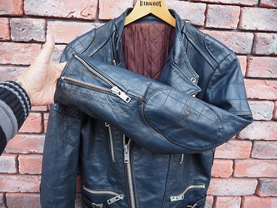 ウルフレザー ライダース 80年代 英国製 ヴィンテージ ネイビー ロンジャン